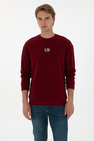 U.S. Polo Assn. Erkek Comfort Fit Bisiklet Yaka Bordo Basic Sweatshirt 50313760-VR014