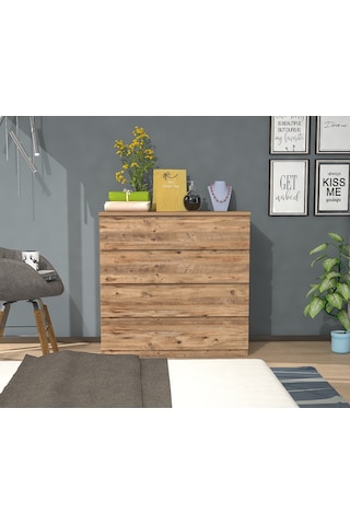 Mbes Mobilya 80'Lik Şifonyer Atlantik Çam 4 Çekmeceli