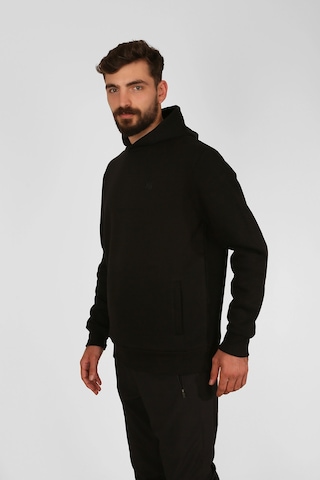 Nature The Brand Kapüşonlu Sweatshirt Fleto Cep Detaylı Reflektör Baskılı Şardonlu Siyah