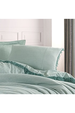 Private Çift Kişilik Nevresim Takımı İpliği Boyalı Mint Mint