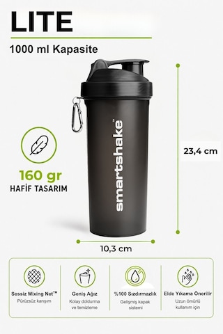 Smartshake Lite Serisi 1000 Ml Siyah Protein Shaker