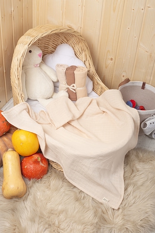 Kahverengi Ekru Bej Renkli Pamuk 3lü Çok Amaçlı Çok Renkli