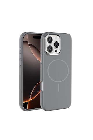Apple iPhone Uyumlu 16 Pro Max Kılıf M-safe Şarj Özellikli Metal Kamera Çerçeveli Zore Edi Silikon Kapak Gri Apple iPhone Uyumlu 16 Pro Max Kılıf M-safe Şarj Özellikli Metal Kamera Çerçeveli Zore Edi Silikon Kapak Gri