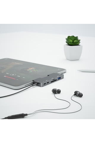 Symbee İpad Uyumlu Pro İçin 7-in-1 Usb-c Dönüştürücü: Hdmı, Pd, Sd/tf Kart Okuyucu, Usb 3.0 Hub - Gri