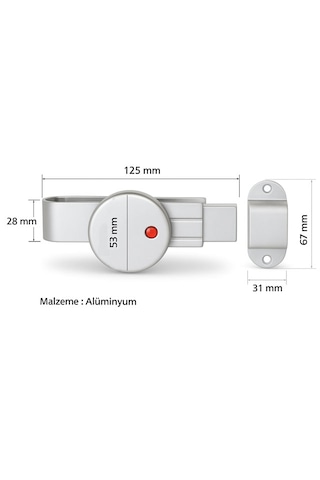 Ayrıntıshop Wc Alüminyum Sürgülü Kabin Kapı Kilidi 12 Mm