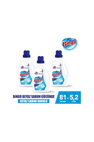 Bingo Beyaz Sabun Sıvı Çamaşır Deterjanı 3 x 1755 ML