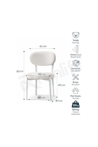 Renlife Yemek Masası Sandalyesi Sağlam Metal İskelet Modern Silinebilir Kumaş Sandalye 1 Adet Kahverengi