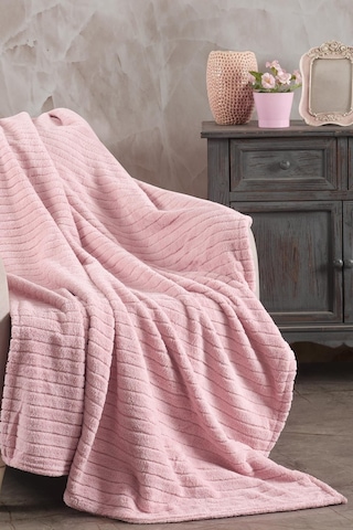Zeynep Tekstil Cotonila Comfy Çizgili Wellsoft Tv Battaniyesi Pembe 110 x 180