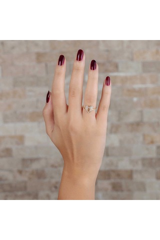 Zirkon Taşlı Kalbimin Kilidi Tasarım Gold Renk 925 Ayar Gümüş Bayan Yüzük Beyaz