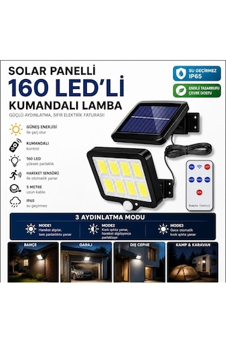 Lunaev 160 Led Solar Bahçe Aydınlatması 6 Lambalı, Kumandalı