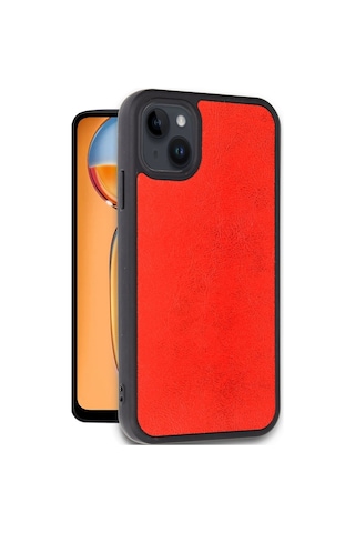 Apple Uyumlu iPhone 15 Kılıf Aras Deri Kapak Kırmızı
