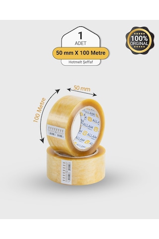 1 Koli 72 Adet Hotmelt Şeffaf Koli Bandı 50mm X 100mt Güçlü Yapışkan