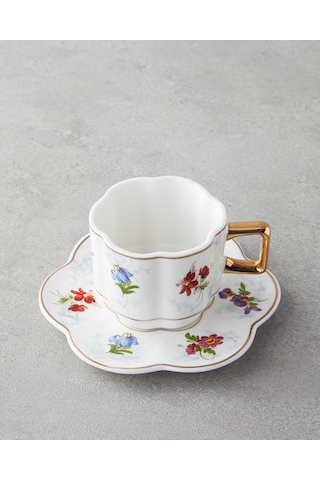 English Home Celestia Porselen 4 Parça 2 Kişilik Kahve Fincan Takımı 90 Ml Renkli Renkli