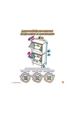 Eliusta Veluna 60 Cm Kirli Çamaşır Sepetli Dolap Banyo Dolabı Beyaz 60x138x32,5 Cm 2 Sepetli Dolap Beyaz