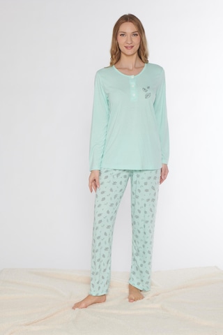 Uzun Kol Pijama Takımı Viskon Alperi 790-77 Mint