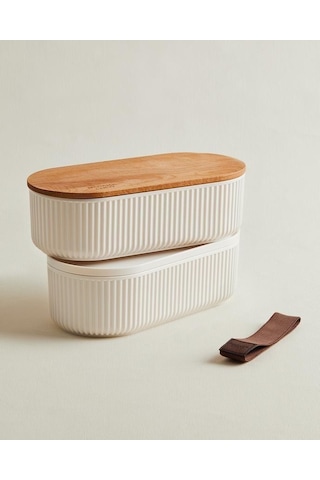 Madame Coco Magou Ahşap Kapaklı Saklama Kabı 1000 ML 2'li