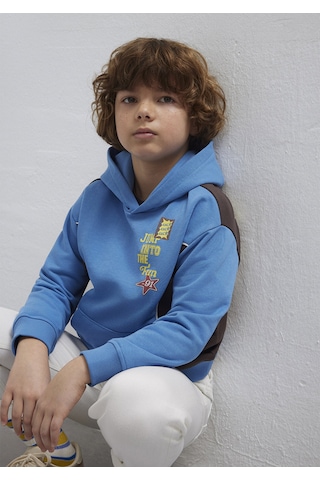 Mavi - Baskılı Kapüşonlu Mavi Sweatshirt 6s10166-70724 Mavi
