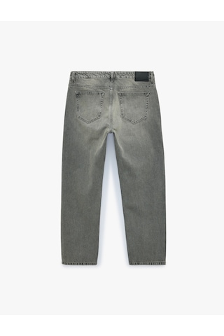Koton Normal Bel Cepli Pamuklu Vintage Straight Fit Jean Pantolon Gri 6sam40327nd