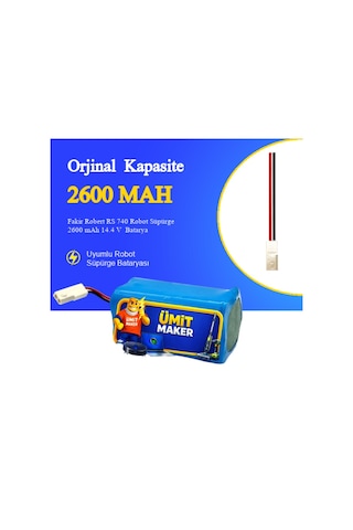 Fakir Robert Rs 740 Robot Süpürge 2600 Mah 14.4 V Yanmaz Batarya Uyumlu Uzun Ömürlü, Yüksek Performans Pil