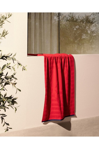 Madame Coco Mathis %100 Pamuk Plaj Havlusu - Kırmızı - 70x150 Cm 8684427310878 Çok Renkli