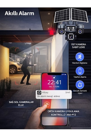 Sw440 4 Kameralı 20mp 5g Sim Kartlı Ptz Güvenlik Kamerası Çift Solar Panelli Güneş Enerjili Kamera
