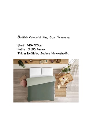 Özdilek Colourist -a.yeşil K.yeşil- Battal Çift Kişilik King Size Nevresim Sadece Nevresim İçerir
