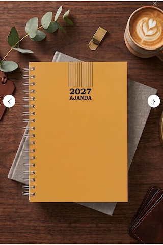 2027 Ajanda Sert Kapak Spiralli Günlük Ajanda Planlayıcı Ofis, Okul Ve Hediye Sarı