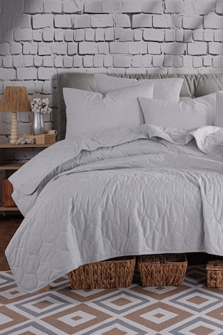 Eponj Home Kapitone Yatak Örtüsü Seti Tek Kişilik Solid Gri Gri