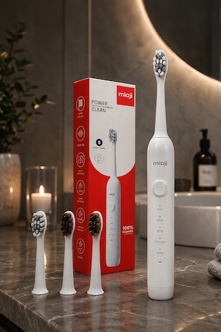 Mioji Oral B1 Şarj Edilebilir IPX8 5 Modlu Diş Fırçası Beyaz + 3 Yedek Başlık