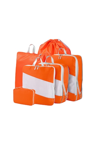 Geeroyoo Turuncu Seyahat Sıkıştırılabilir Organizer Seti - Valiz Giyim Bölücü Depolama Çantaları, Uzun Ömürlü Malzeme Ve Etiketli Tasarım Portakal