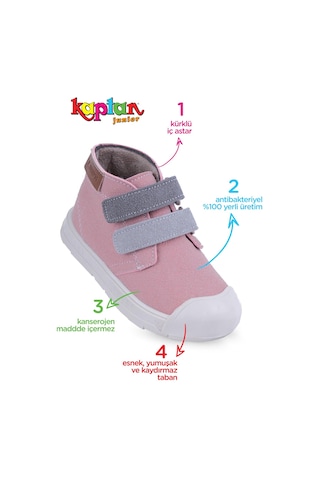 Kaptan Junior Kız Bebek Çocuk Botu Ortopedik Kaymaz Taban Pembe