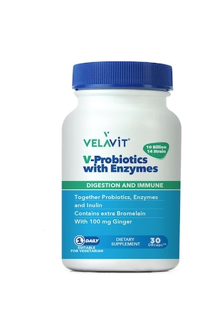 Velavit V-Probiotics With Enzymes 30 Kapsül Velavit V-Probiotics With Enzymes 30 Kapsül