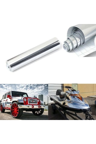 Krom Nikelaj Parlak Yapışkanlı Araç Aksesuar Folyosu 50cmx122