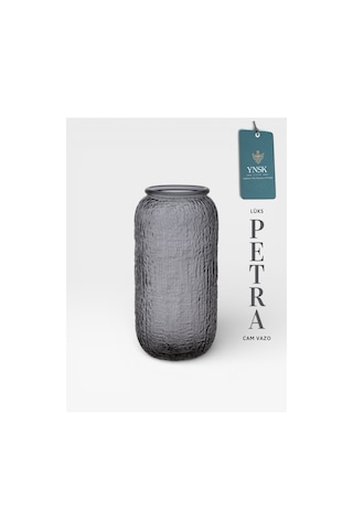 Chacha Home Luxury Petra İthal Cam Vazo 26 Cm Gri