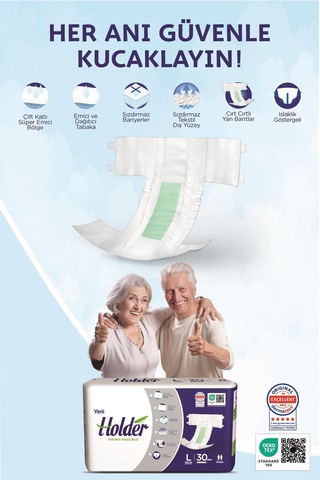 Holder Yetişkin Hasta Bezi Orta Boy Medium 30 Adet M