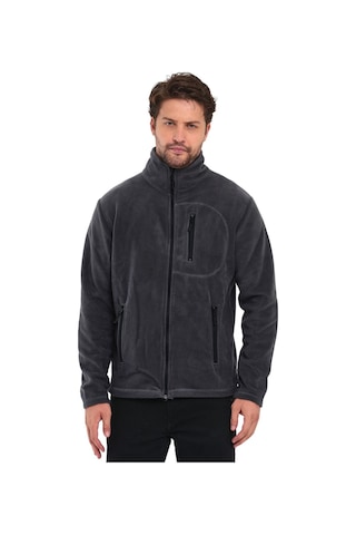 Genıus Store Erkek Polar Tam Fermuarlı 3 Cepli Outdoor Polar Ceket Tactical Flecee Polar-gns Koyu Füme