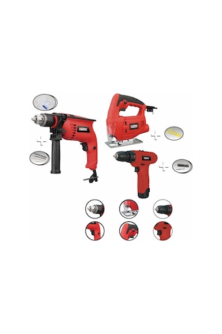 Attlas Eco Li Trio 500W Matkap + 400W Dekupaj + 12V Li-Ion Vidalama 3’lü Set - A0602025