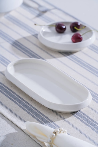 Acar Rumi Oval Kayık Tabak - 23 Cm Beyaz