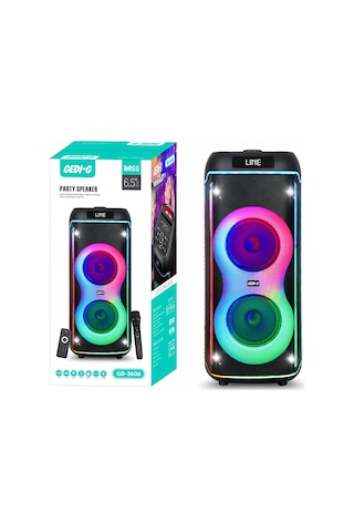 Mikrofonlu Rgb Işıklı Kablosuz Karaoke Hoparlör Çift 6.5 İnç Stereo Bass Dijital Led Parti Sistemi