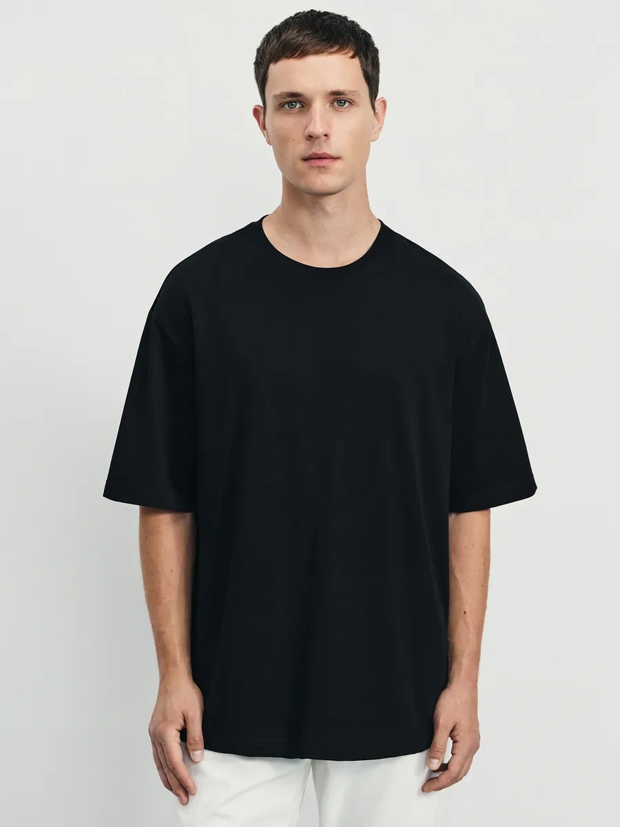 Zarına Pamuklu Temel Oversize Düz Renk Tişört 223278442 Siyah