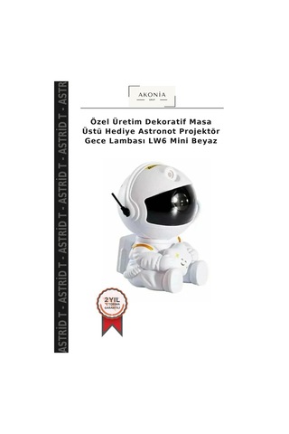 Özel Üretim Dekoratif Masa Üstü Hediye Astronot Projektör Gece Lambası Lw6 Mini Beyaz Çok Renkli
