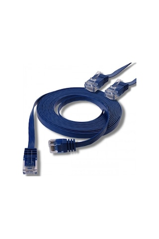 Irenis CAT6 Kablo Yassı Ethernet Network Lan Ağ İnternet Kablosu 1 M Mavi