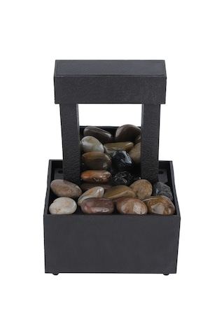 Fortunelane Usb Led Işıklı Masaüstü Su Fontanı, Doğal Taş Dekorlu, Ofis Ev Dekoru, Dinleyici Rahatlatıcı Su Sesleri