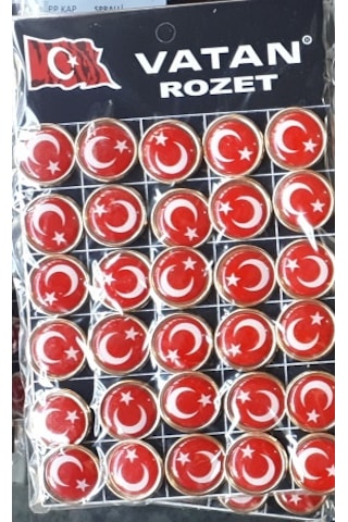 Yaka Rozeti Türk Bayrağı 2 Cm Çap Yuvarlak
