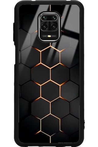 Xiaomi Redmi Note 9 Pro Yellow Carbon Tasarımlı Glossy Telefon Kılıfı Siyah