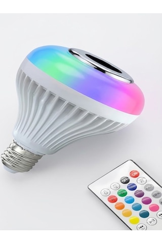 Bluetooth Rgb Led Hoparlörlü Akıllı Ampul - Renkli Müzikli Lamba Ve Kumanda Diğer