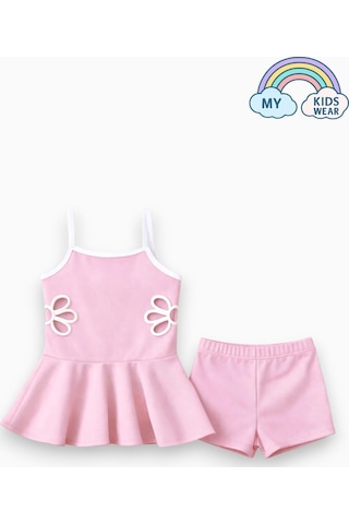 My Kids Wear Kız Çocuk Nakış Detaylı Garson Boy Mayo 5-14 Yaş 12596 Açık Pembe
