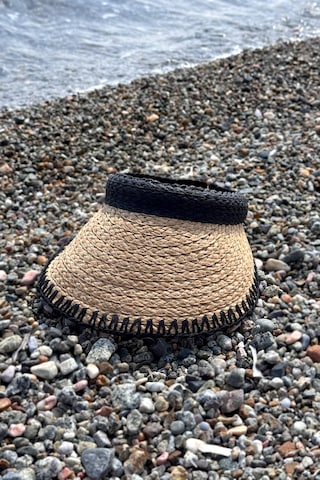 Zigzag Biyeli Vizör Hasır Şapka Güneş Koruyucu Siperlik Rş-2104 Camel Camel