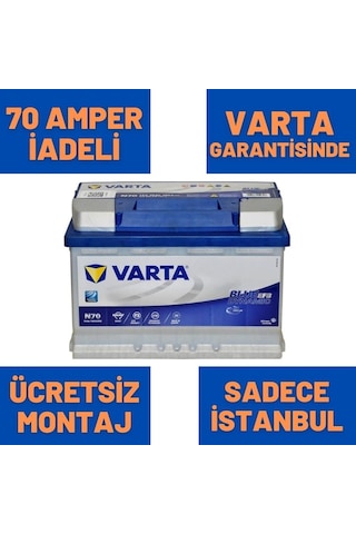 12V 70 Ah 70 Amper Varta Akü 760A Efb Start-Stop N70 / 513677994
