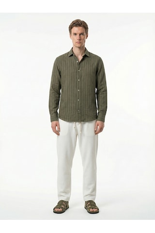 Xint Haki %100 Keten Regular Fit Gömlek 701010